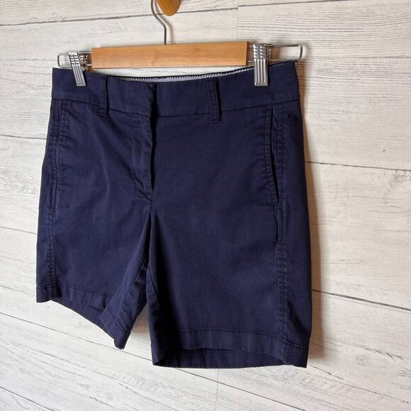 J Crew Shorts Womens Size 0 Navy Cotton Blend Chino Re-Imagined Preppy Casual - Picture 5 of 15